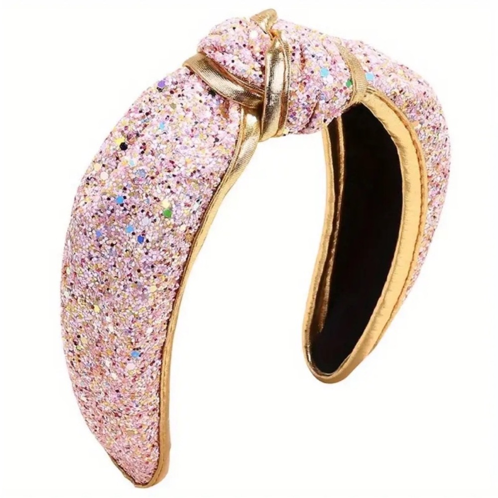 Pink Glitter Knot Headband